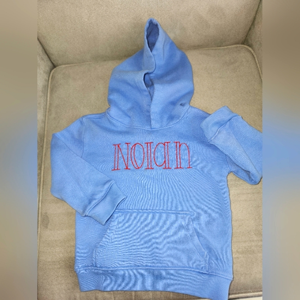 Blue Sweatshirt Hoodie With Nolan Embroidery